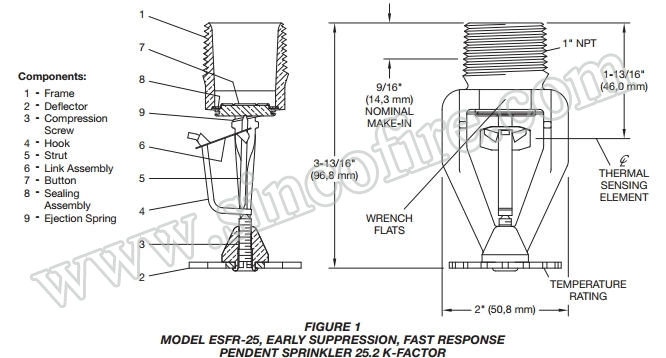 Esfr Brass Upright K16.8 Fusible Link Fire Sprinkler